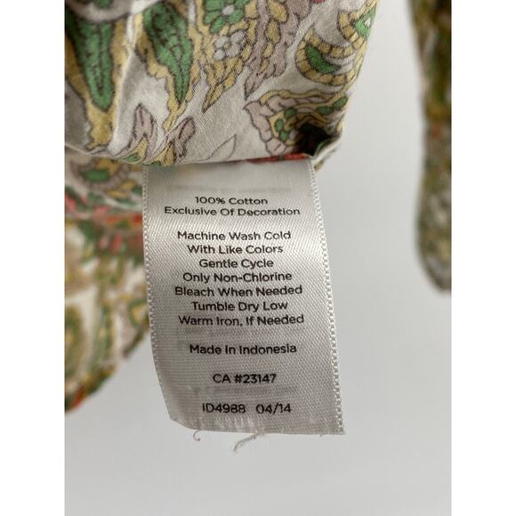 TALBOTS Women’s Petite Tan Multi Floral Print Button-Up Long Sleeve Top SZ 10P - Picture 8 of 9